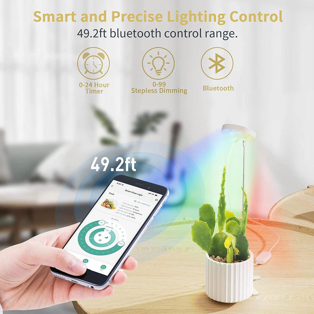Diivoo Bluetooth Led Lampe de Plante Interieur, 27 Spectres de Croissance  des Pl
