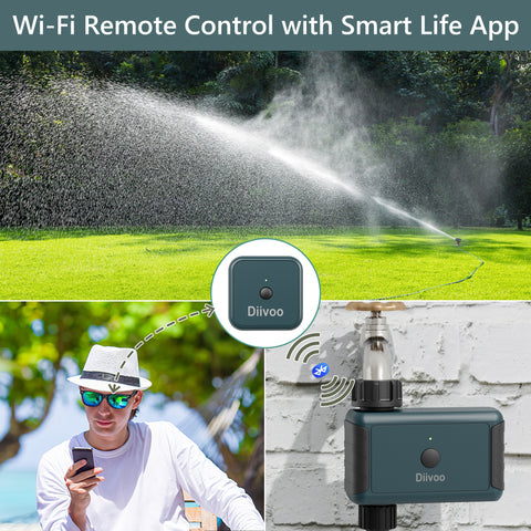 WiFi Water Timer for Garden Hose, Diivoo Smart Sprinkler Irrigation Timer with Hub（Blue）