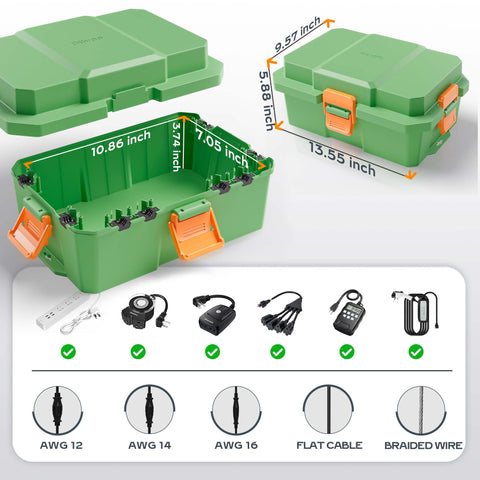 Diivoo Large Outdoor Electrical Box  IP54 Waterproof 13.55"D x 9.57"W x 5.88"H （Green）