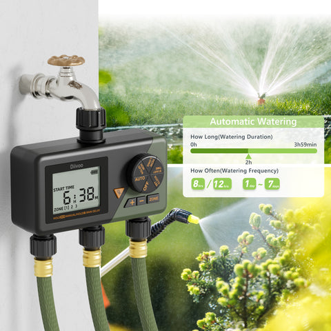 Diivoo Water Hose Timer 3 Outlet for Garden