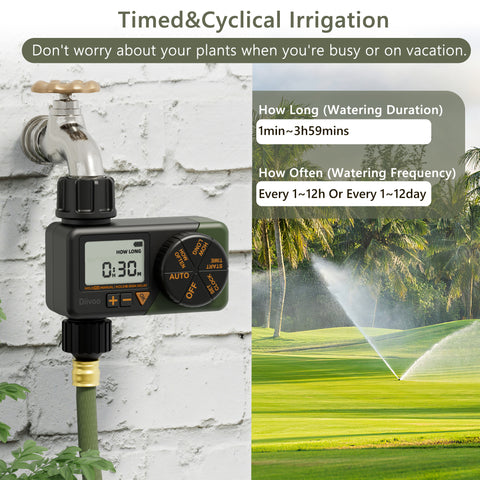 Diivoo Irrigation Hose Timer with Weekly and Daily Frequency Irrigation 2-Packs